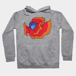 Cute Siamese fighting fish betta cartoon Hoodie